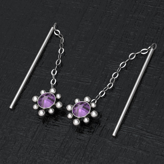 CZ Dangle Chain Earrings - TitaniumFashion
