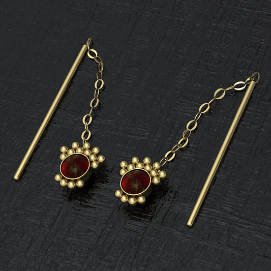 Double Sided Earrings Opal - TitaniumFashion