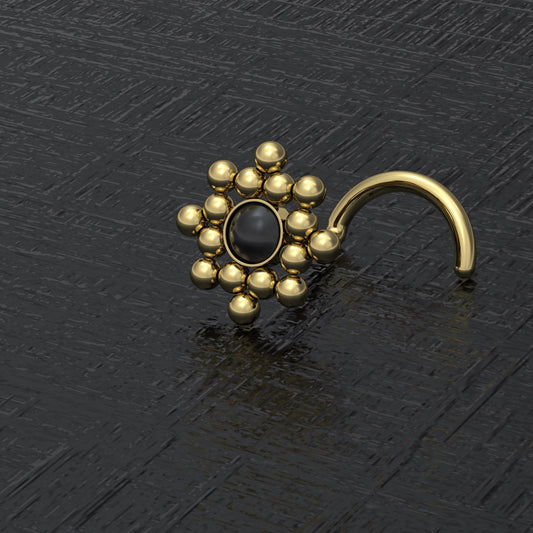 Surgical Steel Nose Screw Stud Onyx - TitaniumFashion