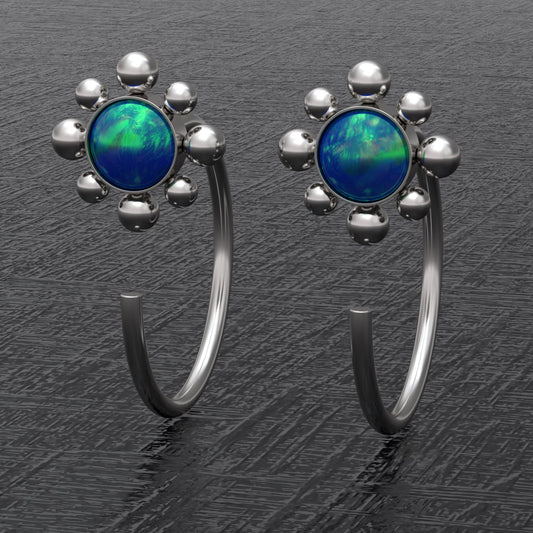 Huggie Hoop Earrings Opal - TitaniumFashion