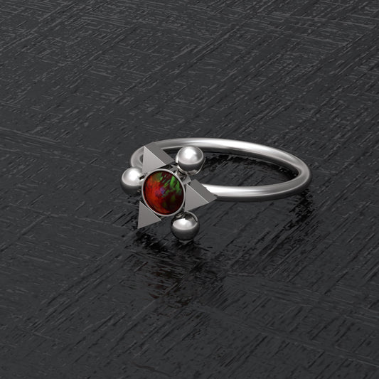 Opal Nose Ring Surgical Steel - TitaniumFashion