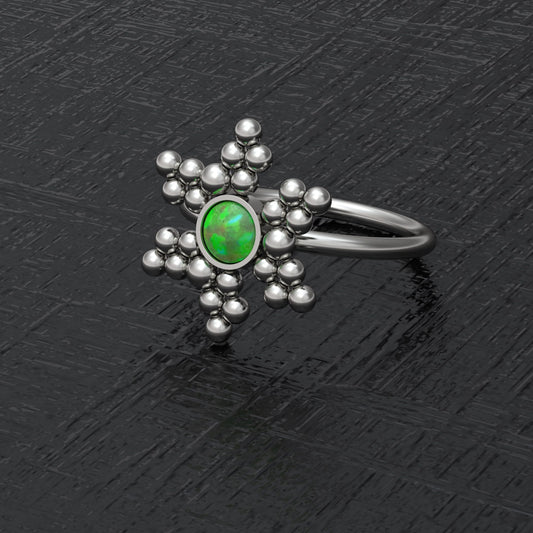 Opal Nose Ring Titanium Implant Grade - TitaniumFashion