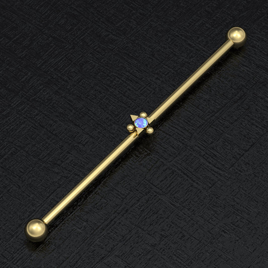 Opal Industrial Barbell Surgical Steel - TitaniumFashion