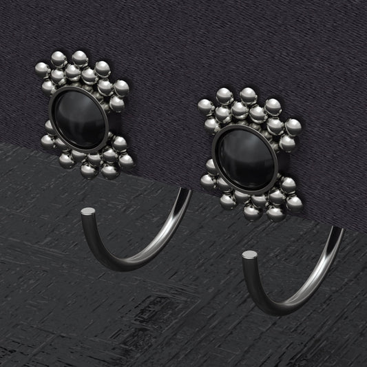 Onyx Small Hoop Earrings Implant Grade Titanium - TitaniumFashion
