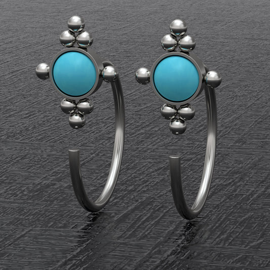 Small Hoop Earrings Turquoise - TitaniumFashion