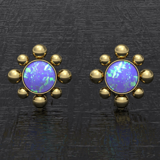 Simple Stud Earrings Opal - TitaniumFashion