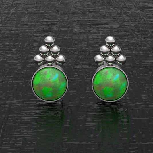 Opal Small Stud Earrings - TitaniumFashion