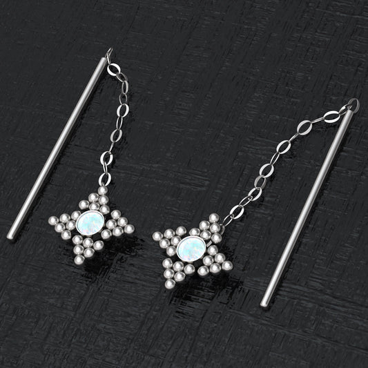 Ear Threader Earrings Opal - TitaniumFashion