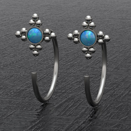 Small Hoop Earrings Opal - TitaniumFashion