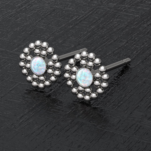 Opal Small Stud Earrings - TitaniumFashion