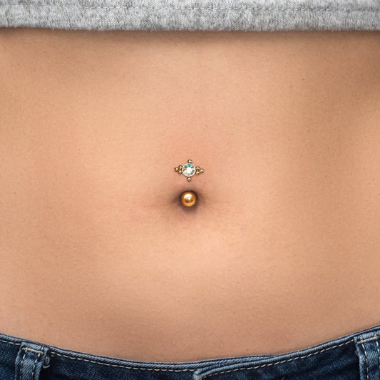 Surgical Steel Belly Button Ring CZ - TitaniumFashion