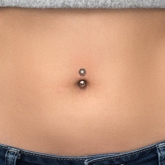 Titanium Belly Button Ring Opal - TitaniumFashion