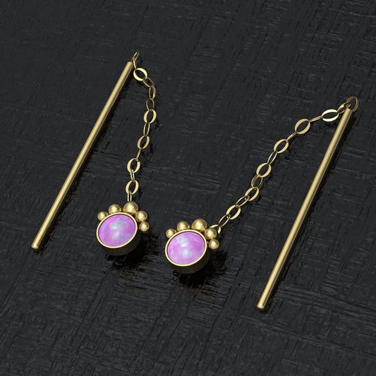 Double Sided Earrings Opal - TitaniumFashion