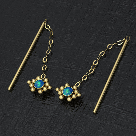 Ear Threader Earrings Opal - TitaniumFashion