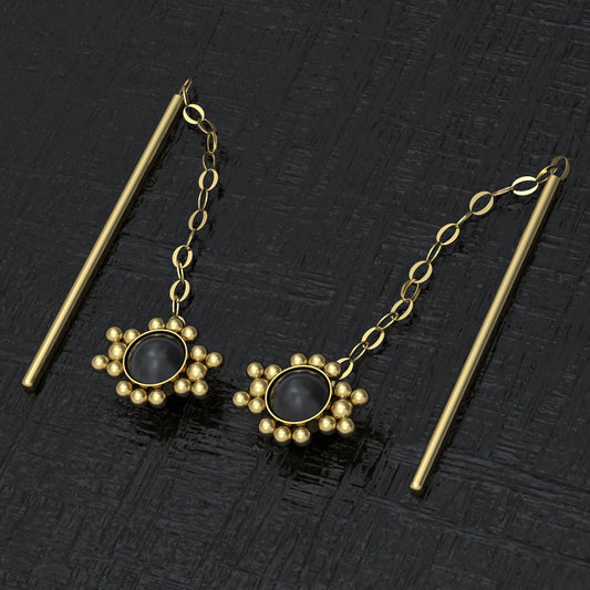 Onyx Drop Dangle Earrings Surgical Steel - TitaniumFashion