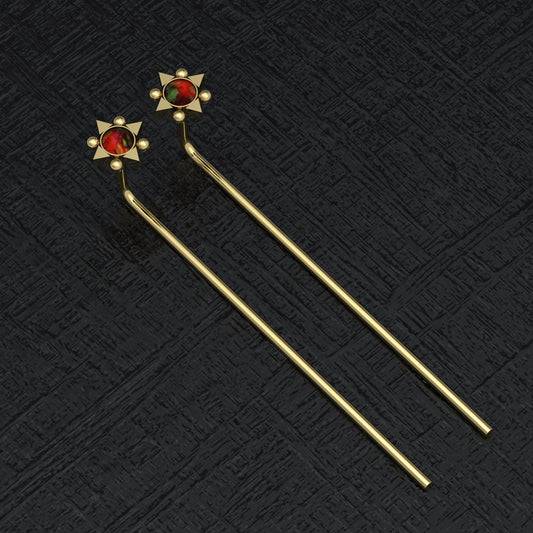 Stem Earrings Opal - TitaniumFashion