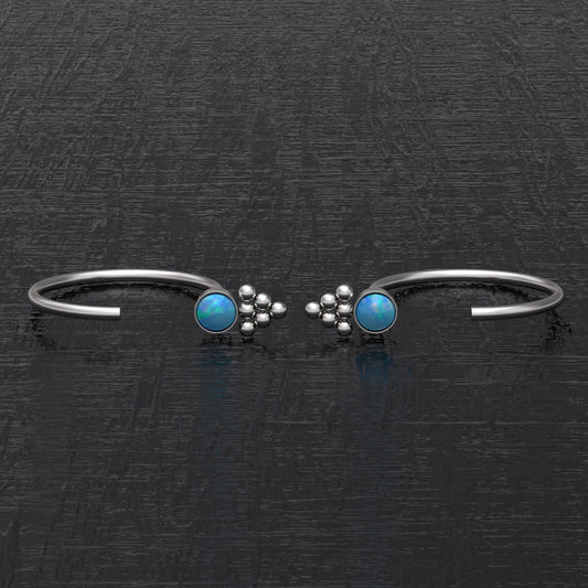 Surgical Steel Huggie Earrings Opal - TitaniumFashion