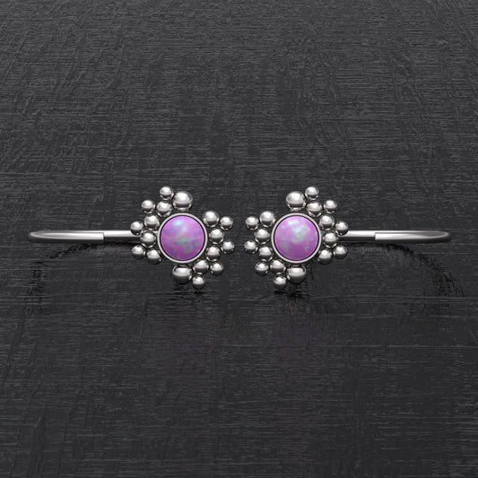 Surgical Steel Open Hoop Earrings Opal - TitaniumFashion