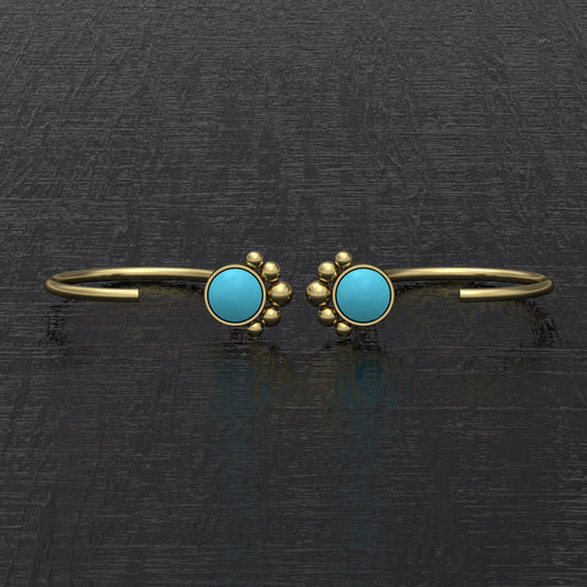 Huggie Hoop Earrings Turquoise - TitaniumFashion