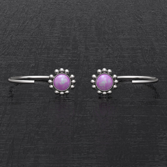 Surgical Steel Huggie Earrings Opal - TitaniumFashion