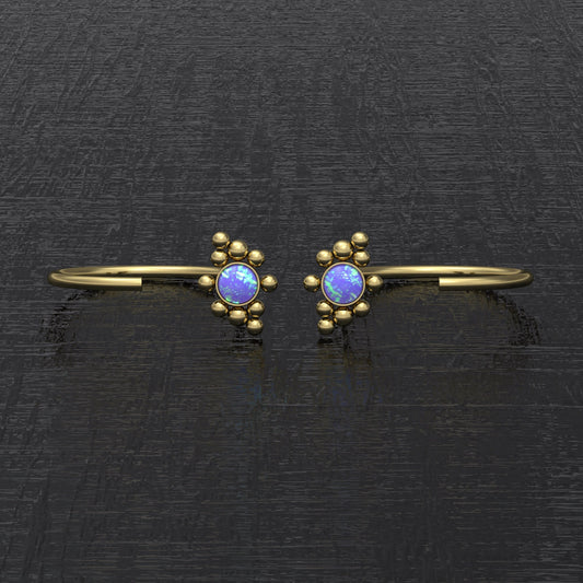 Surgical Steel Open Hoop Earrings Opal - TitaniumFashion