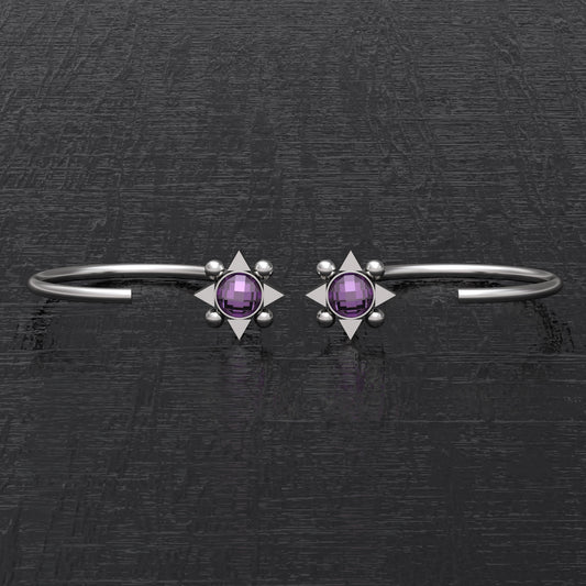 Surgical Steel Open Hoop Earrings CZ - TitaniumFashion