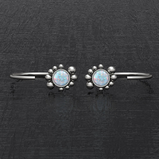 Implant Grade Open Hoop Earrings Opal - TitaniumFashion