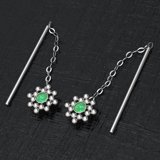 Ear Threader Earrings Opal - TitaniumFashion