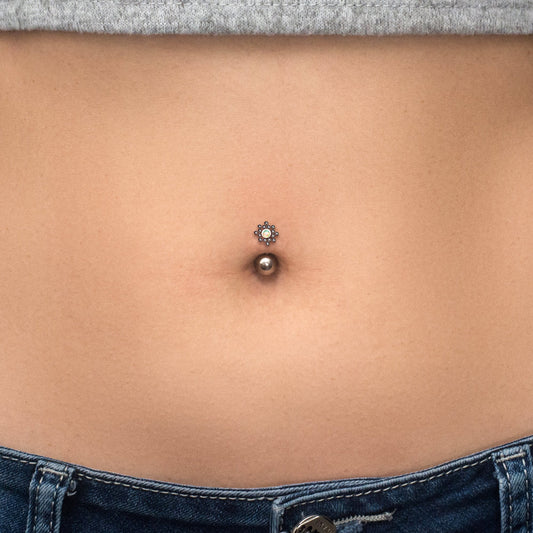 Opal Belly Ring Titanium - TitaniumFashion