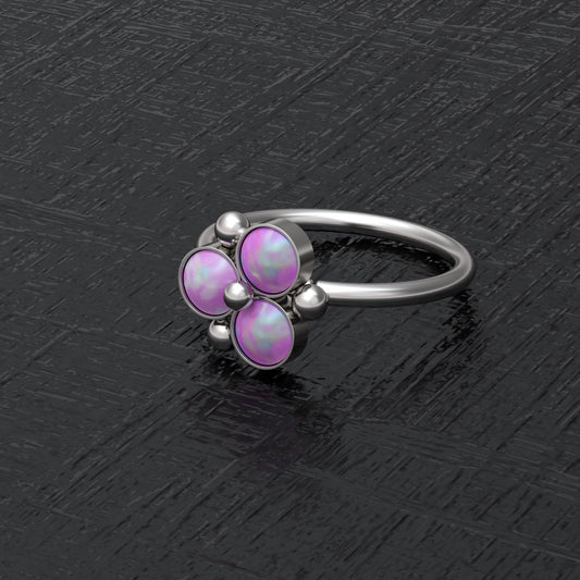 Surgical Steel Nose Hoop Opal - TitaniumFashion