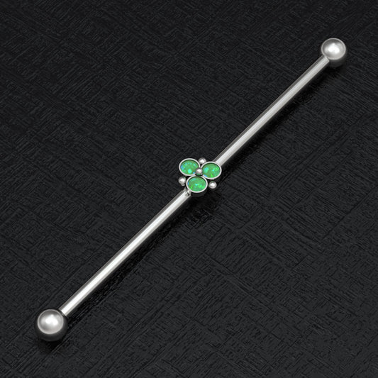 Opal Industrial Barbell Titanium Implant Grade - TitaniumFashion