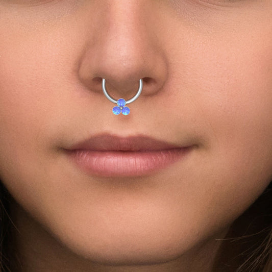 Opal Septum Ring Surgical Steel - TitaniumFashion