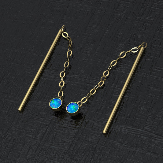 Drop Chain Earrings Opal - TitaniumFashion