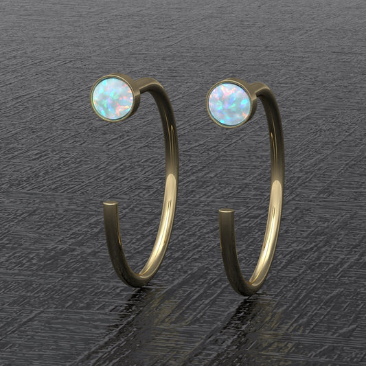 Small Hoop Earrings Opal - TitaniumFashion