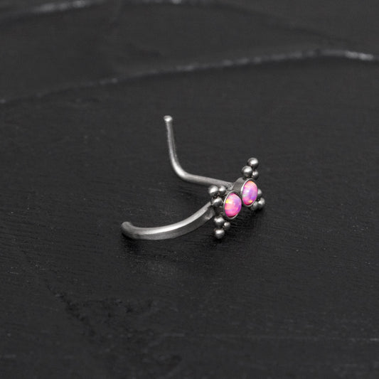 Opal Nose Stud Ring Surgical Steel - TitaniumFashion