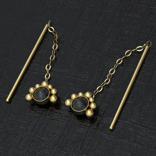 Chain Threader Earrings Onyx - TitaniumFashion