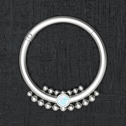 Opal Nipple Ring Titanium Implant Grade - TitaniumFashion