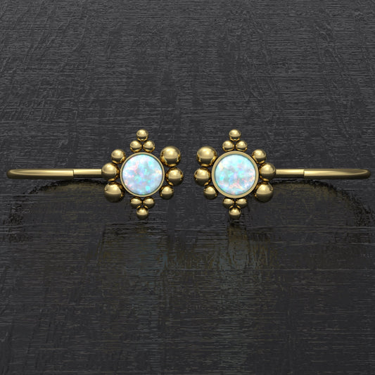 Surgical Steel Huggie Earrings Opal - TitaniumFashion