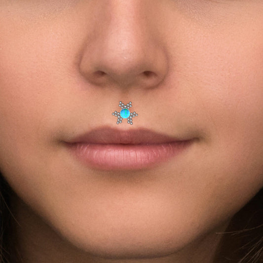 Opal Lip Piercing Surgical Steel - TitaniumFashion