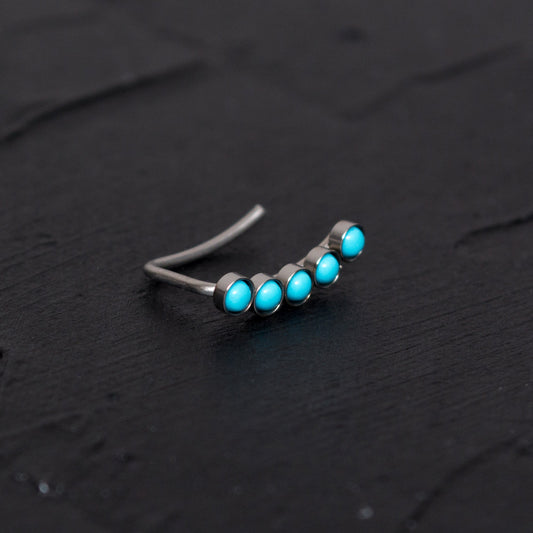 Turquoise Ear Climber Earrings Surgical Steel - TitaniumFashion