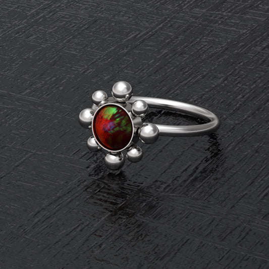 Opal Nose Ring Surgical Steel - TitaniumFashion