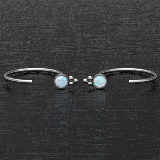 Titanium Huggie Earrings Opal - TitaniumFashion