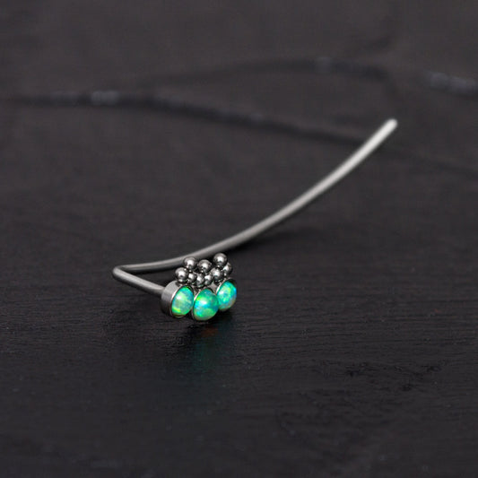 Opal Ear Climber Earrings Surgical Steel - TitaniumFashion
