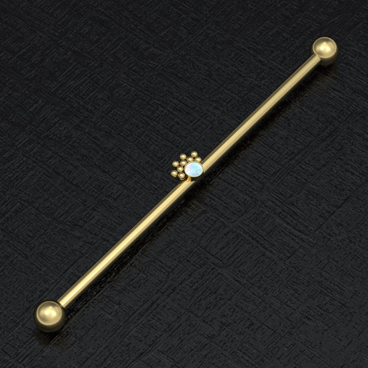 Opal Industrial Barbell 14g - TitaniumFashion