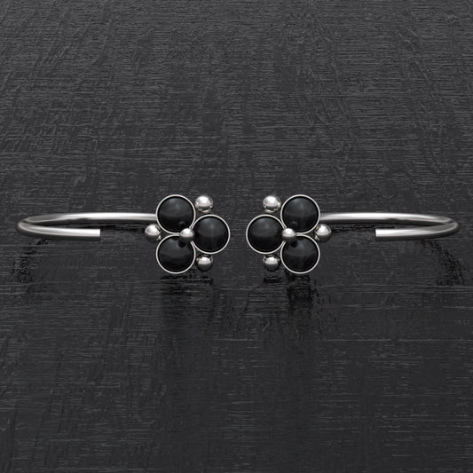 Small Hoop Earrings Onyx - TitaniumFashion