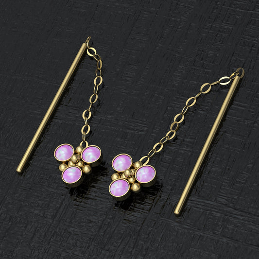 Double Sided Earrings Opal - TitaniumFashion