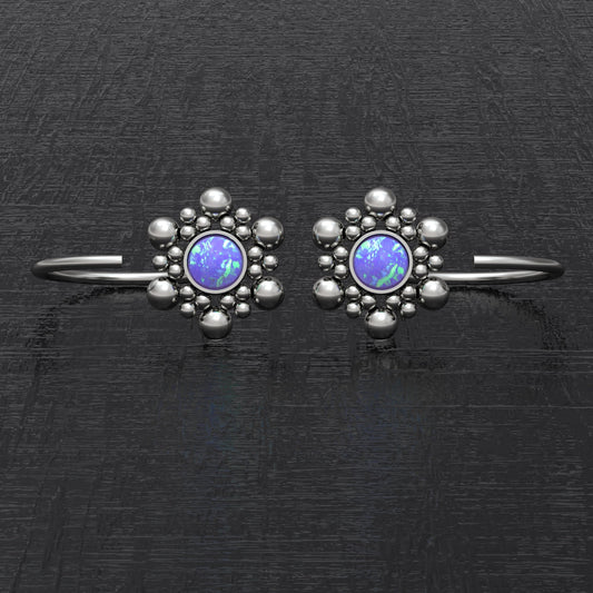 Titanium Huggie Earrings Opal - TitaniumFashion