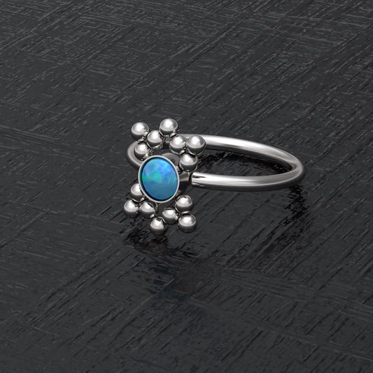 Surgical Steel Nose Hoop Opal - TitaniumFashion