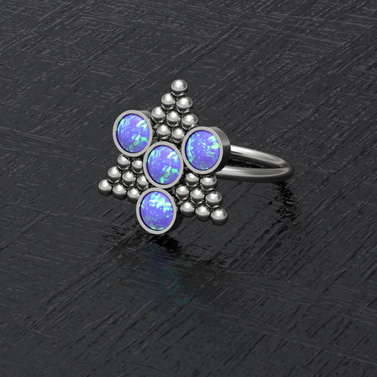 Opal Nose Ring Titanium Implant Grade - TitaniumFashion