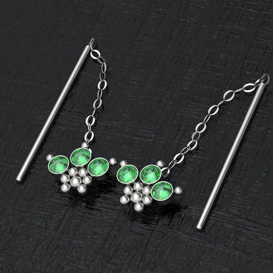 Drop Chain Earrings CZ - TitaniumFashion